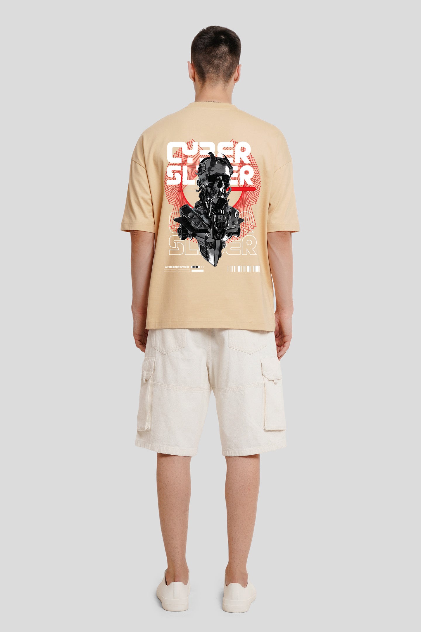 Cyber Slider Beige Printed T-Shirt