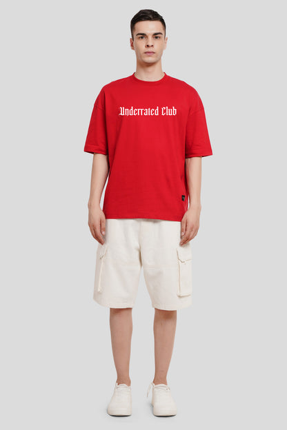 Underrated Retro Typography Red Baggy Fit T-Shirt Men Pic 4