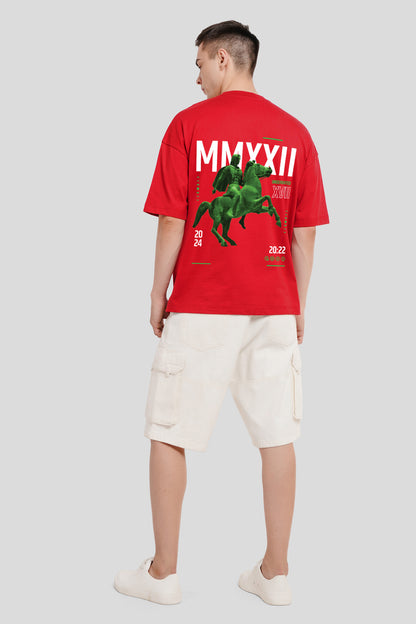 MMXXII Red Printed T-Shirt Men's Baggy Fit with Front and Back Design Pic 5