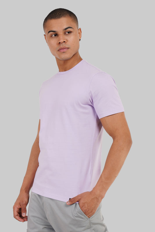 Solid Lilac Half Sleeves T-Shirt For Men Regular Fit