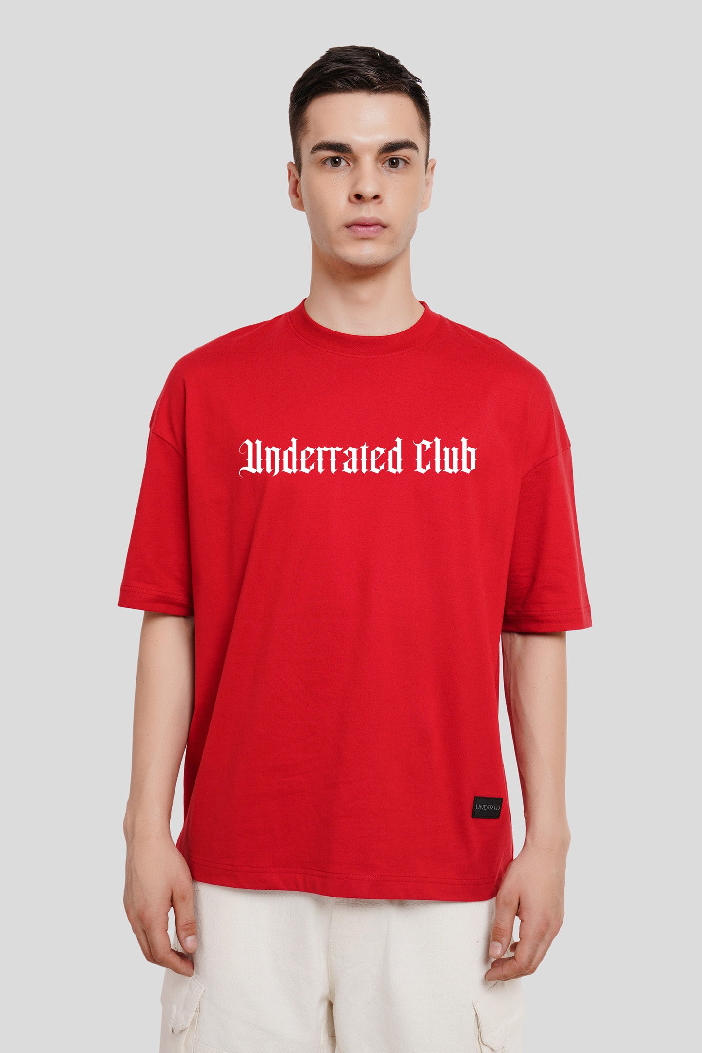 Underrated Retro Typography Red Baggy Fit T-Shirt Men Pic 1