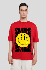 Smile Red Printed T Shirt Men Baggy Fit With Front Design Pic 1