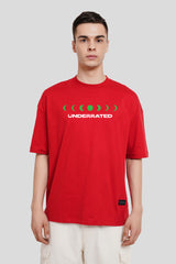 MMXXII Red Printed T-Shirt Men's Baggy Fit with Front and Back Design Pic 1