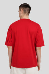 Never Give Up Red Printed T Shirt Men Baggy Fit With Front Design Pic 2