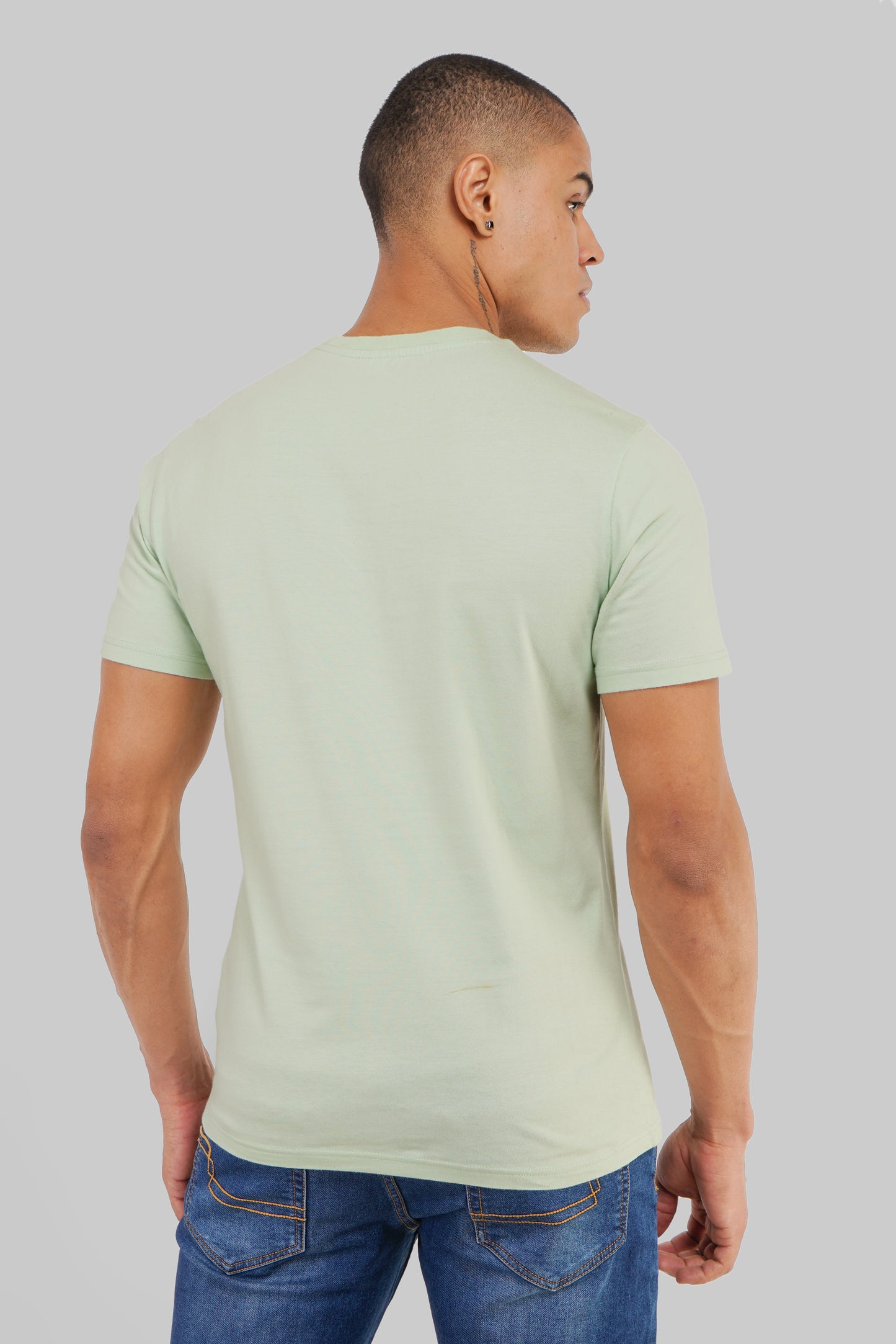 Solid Pastel Green Half Sleeves T-Shirt For Men Regular Fit