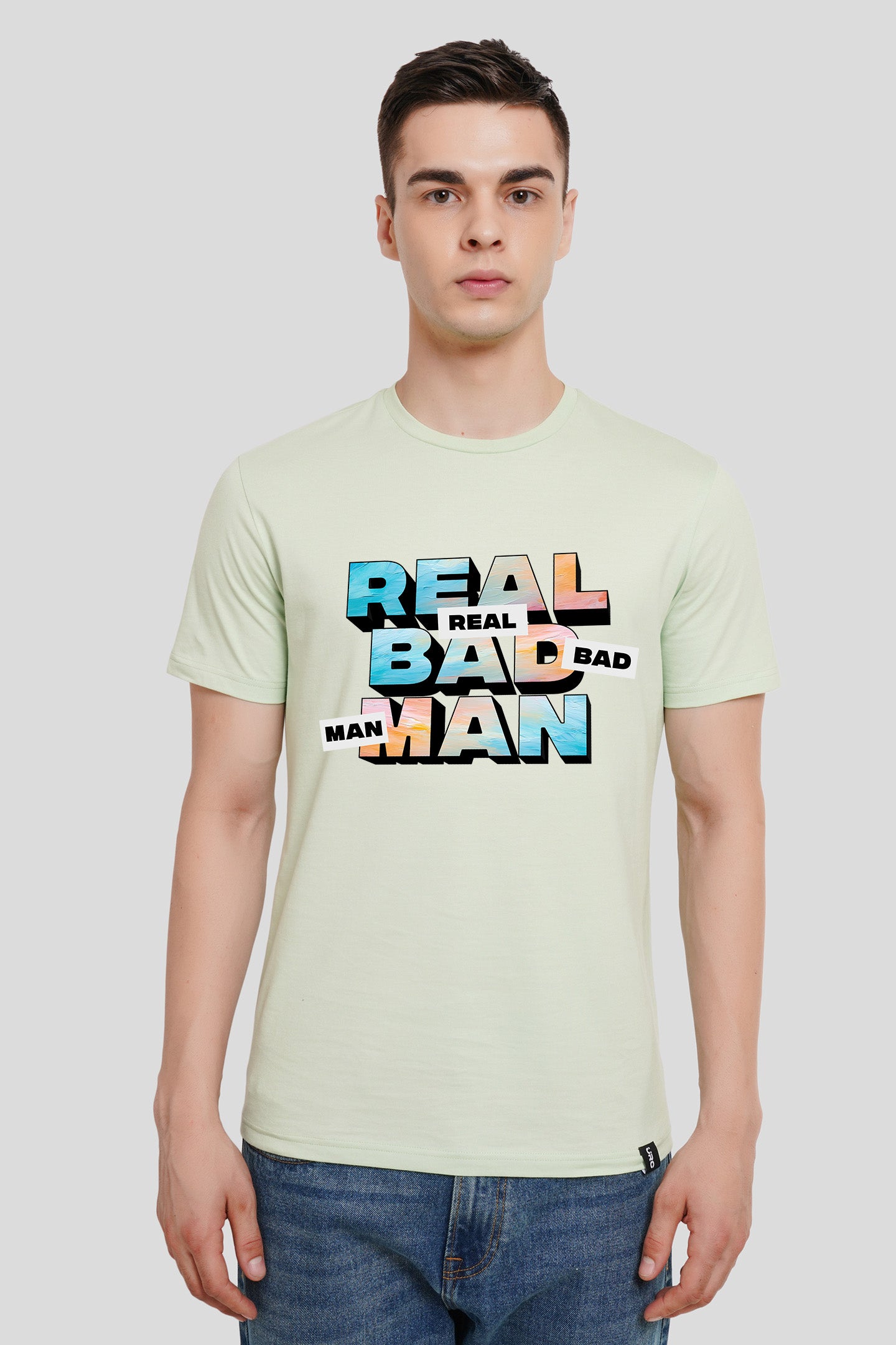 Real Bad Man Pastel Green Regular Fit T-Shirt Men