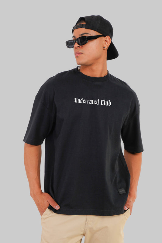 Underrated Retro Typography Black Baggy Fit T-Shirt Men