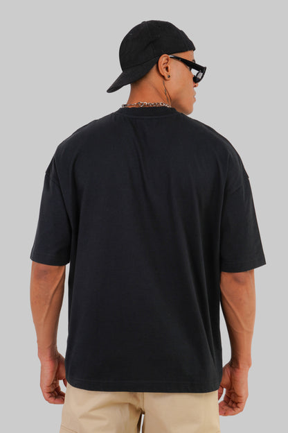 Color Splash Underrated Black Baggy Fit T-Shirt Men