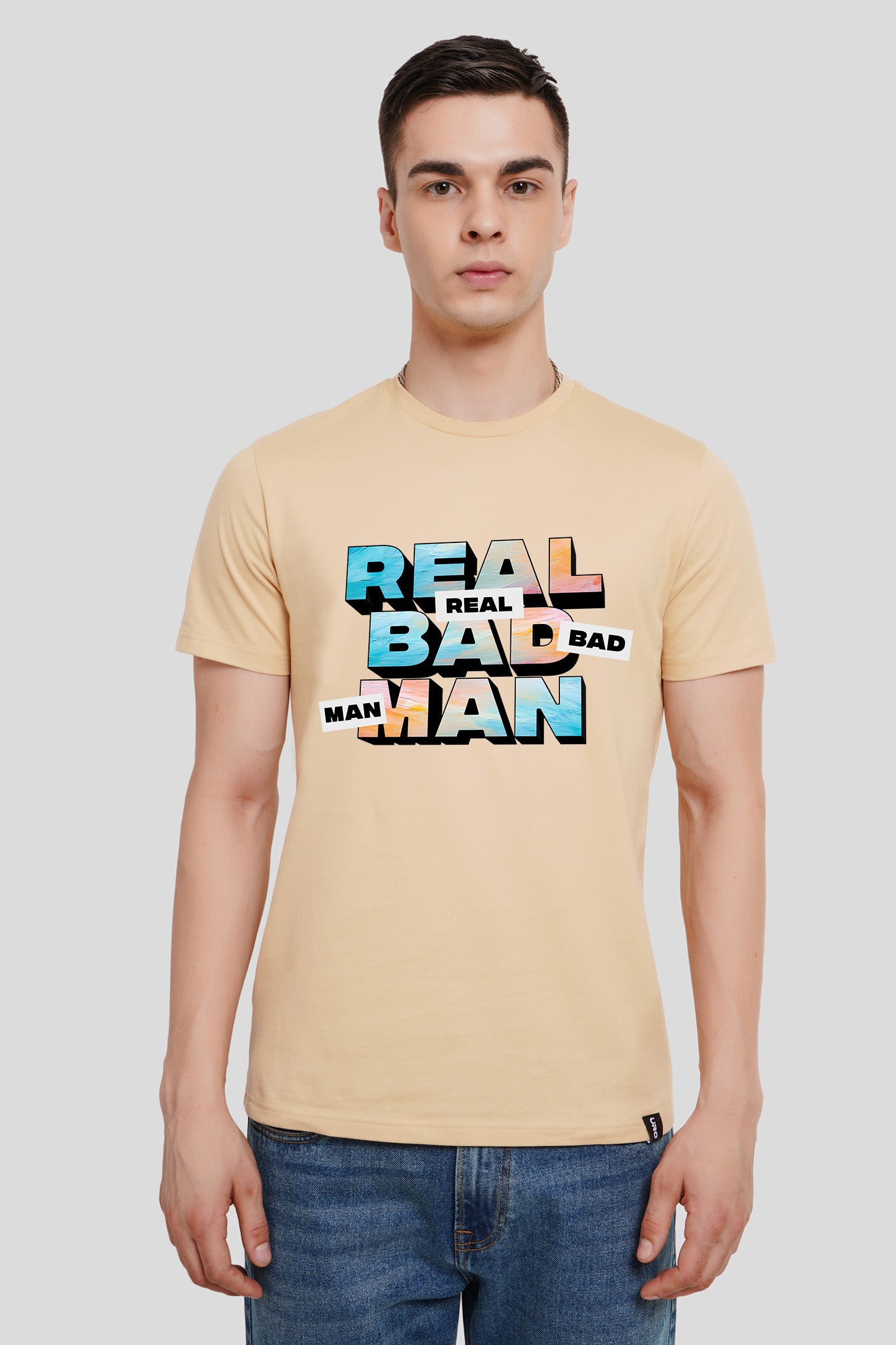 Real Bad Man Beige Regular Fit T-Shirt Men