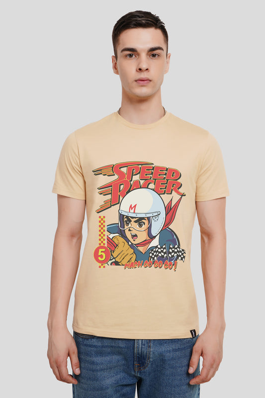 Street Racer Beige Regular Fit T-Shirt Men