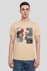 Black & Grey Timeless Rose Beige Regular Fit T-Shirt Men