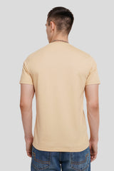 Tiger Abstract Pocket Beige Regular Fit T-Shirt Men Pic 2