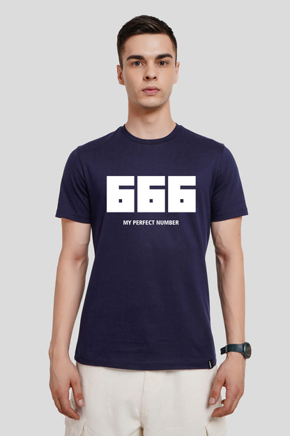 666 Navy Blue Regular Fit T-Shirt Men