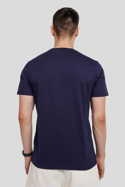 Melting Skull Navy Blue Printed T Shirt Men Regular Fit With Front Design Pic 2