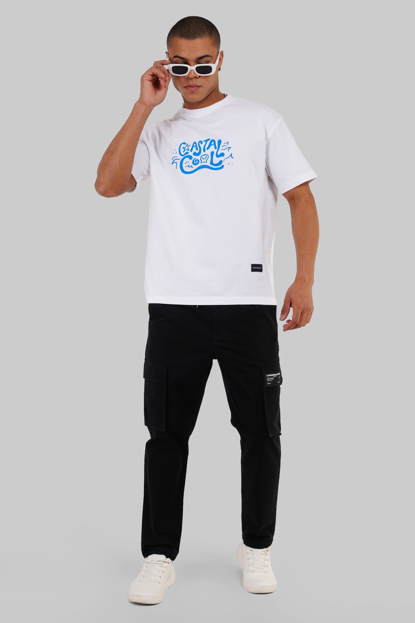 Coastal Cool White Oversized Fit T-Shirt Men