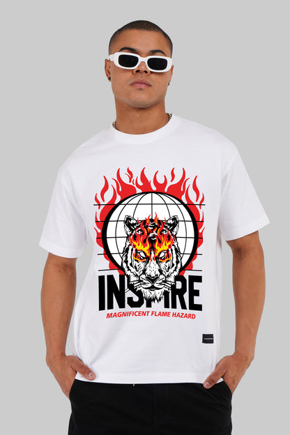 Roar Of Inspiration White Oversized Fit T-Shirt Men