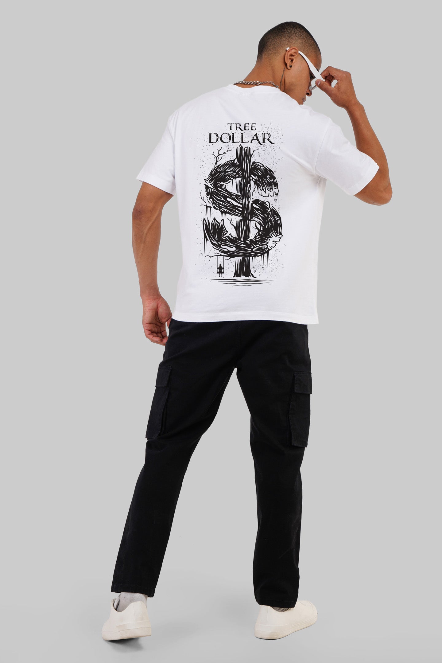 Dollar White Oversized Fit T-Shirt Men Pic 4