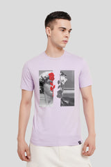 Black & Grey Timeless Rose Lilac Regular Fit T-Shirt Men