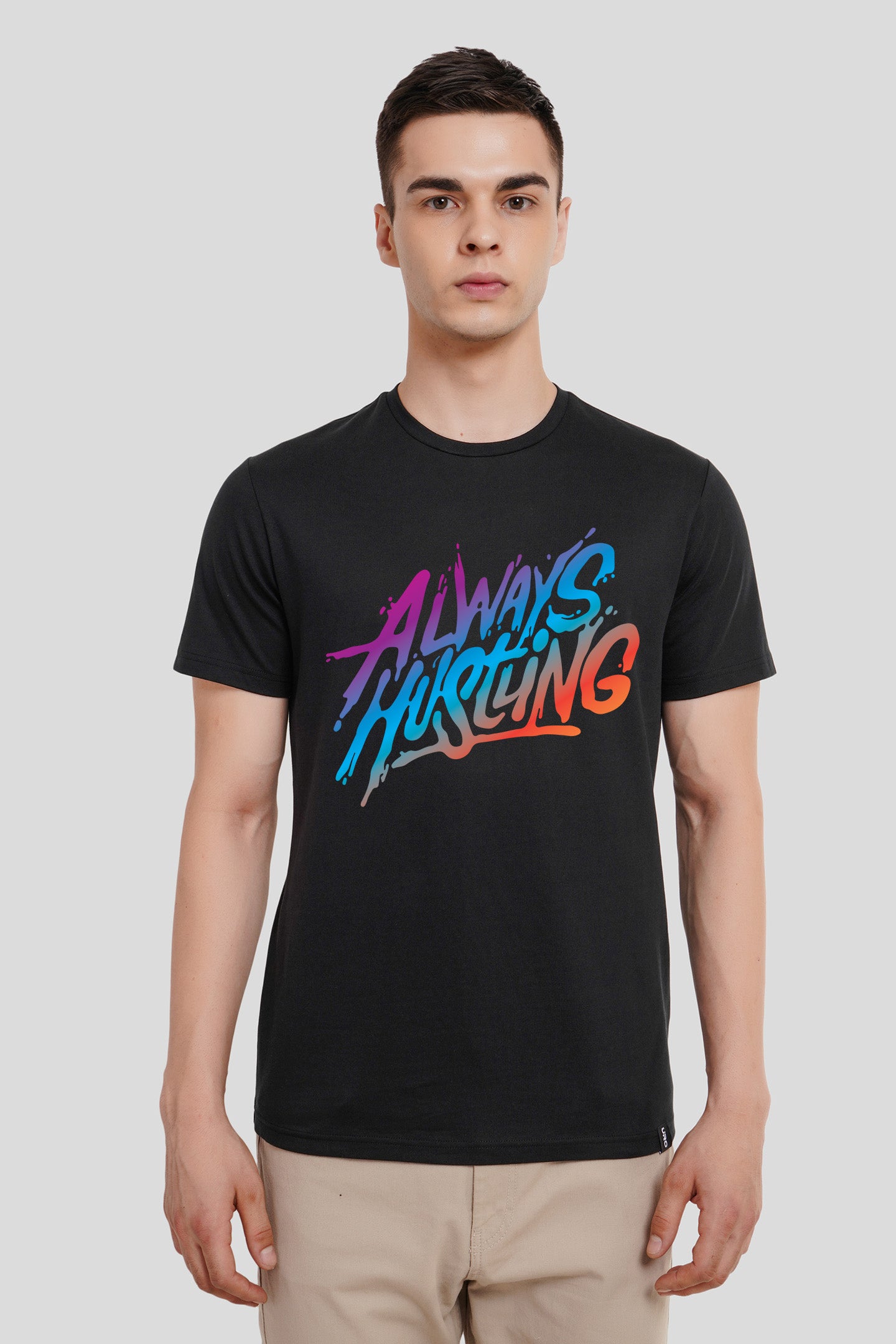 Always Hustling Black Printed Regular T-Shirt