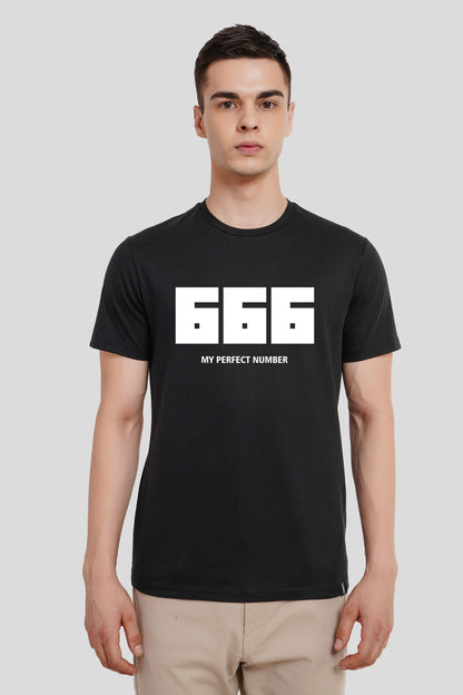 666 Black Regular Fit T-Shirt Men