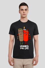 Homies For Life Black Regular Fit T-Shirt Men