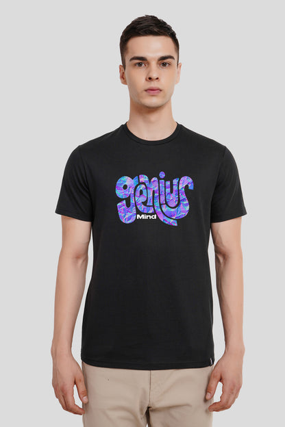 Genius Mind Black Printed Regular T-Shirt