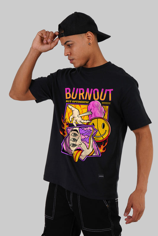 Burnout Black Oversized Fit T-Shirt Men