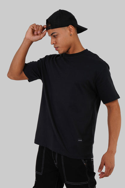 Rainbow Patch Black Oversized Fit T-Shirt Men Pic 2