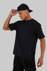 Rainbow Patch Black Oversized Fit T-Shirt Men Pic 2