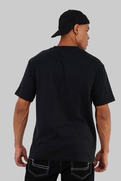 Don't Look Back Typographic Black Oversized Fit T-Shirt Men Pic 2