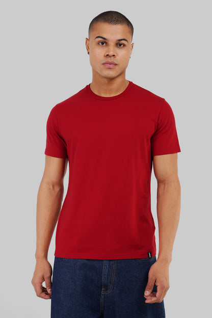 Solid Red Half Sleeves T-Shirt For Men Regular Fit