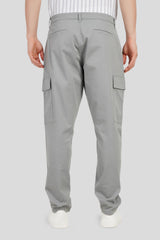 Grey Mid Rise Regular Fit 6 pocket Men's Cargo Pic 3