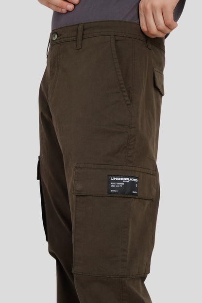 Olive Mid Rise Regular Fit Men's Cargo