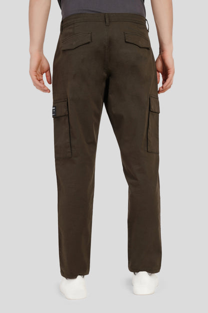 Olive Mid Rise Regular Fit Men's Cargo