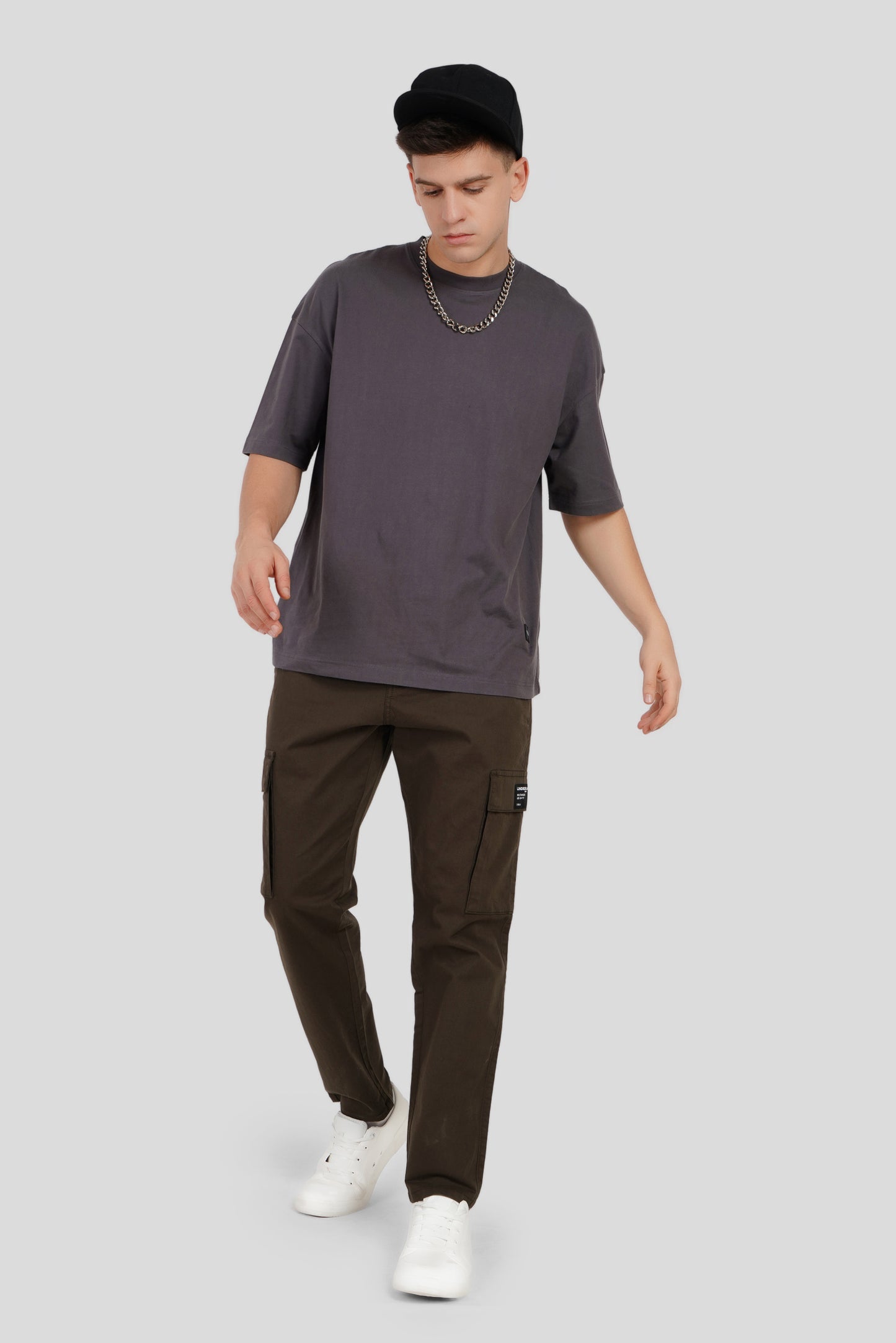 Olive Mid Rise Regular Fit Men's Cargo