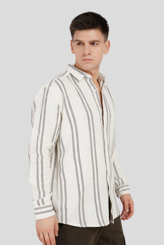 Urban White Striped Relaxed Fit Shirt Pic 1