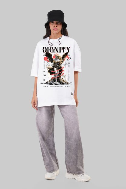 Dignity Divine Being White Baggy Fit T-Shirt Women