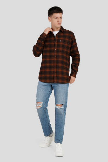 Brown Plaid Check Shirt