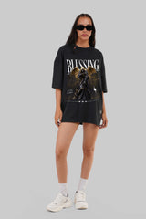 Blessing Angel Black Baggy Fit T-Shirt Women