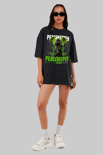 Peace Keeper Angel Black Baggy Fit T-Shirt Women