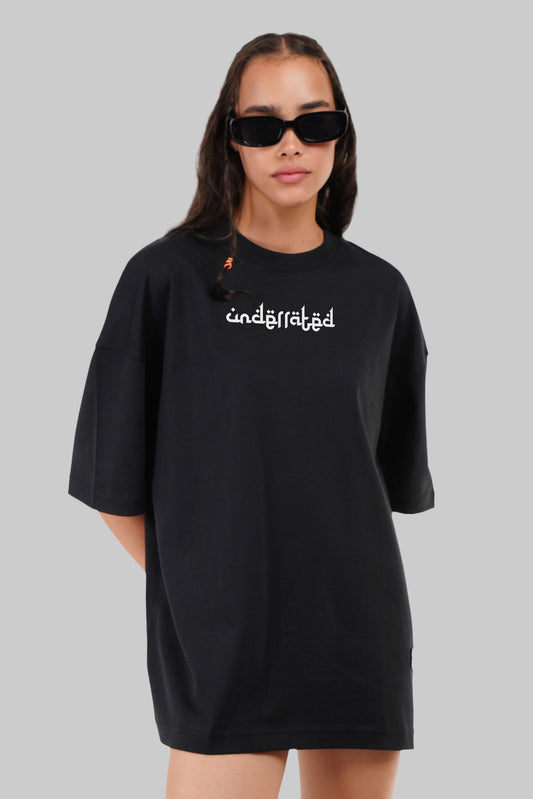 Underrated Pattern Black Baggy Fit T-Shirt Women