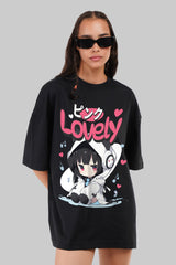 Lovely Anime Black Baggy Fit T-Shirt Women