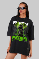 Peace Keeper Angel Black Baggy Fit T-Shirt Women