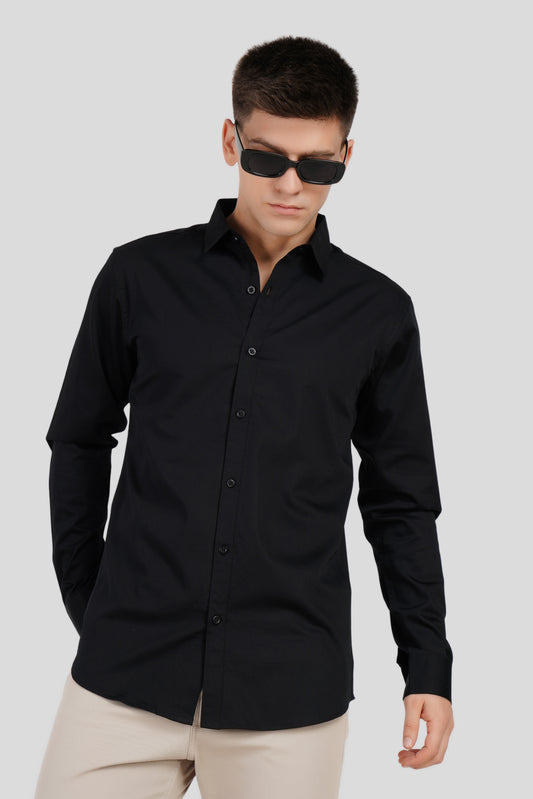 Black Solid Slim Fit Shirt