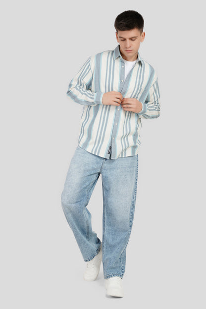 Blue Striped Textured Shirt