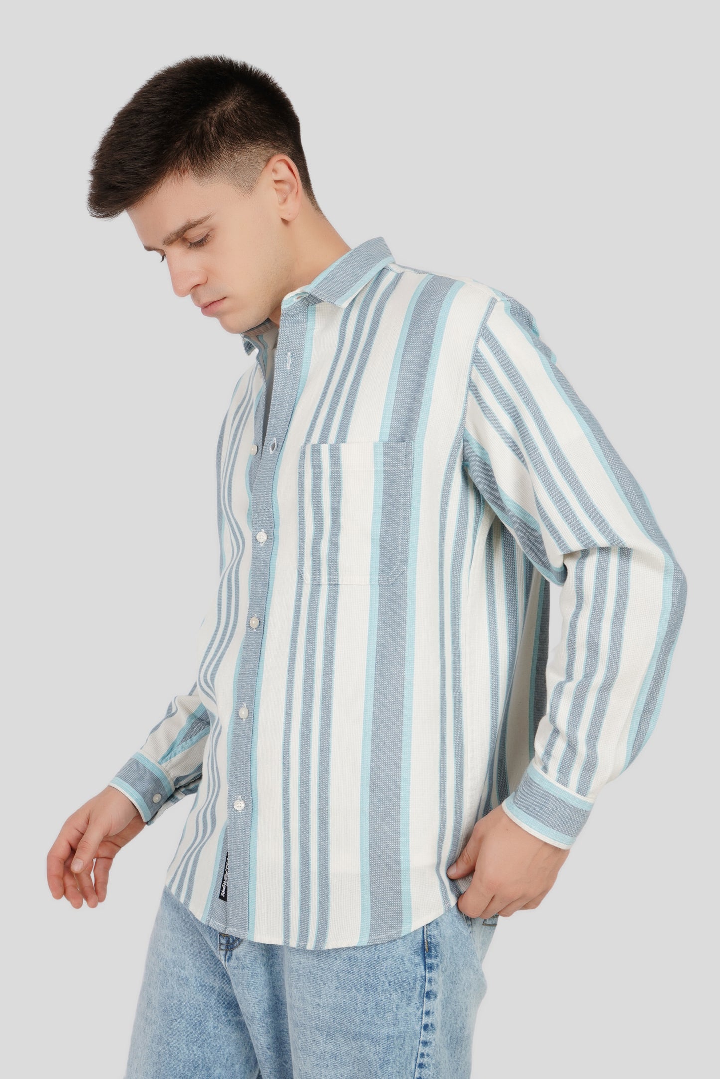 Blue Striped Textured Shirt