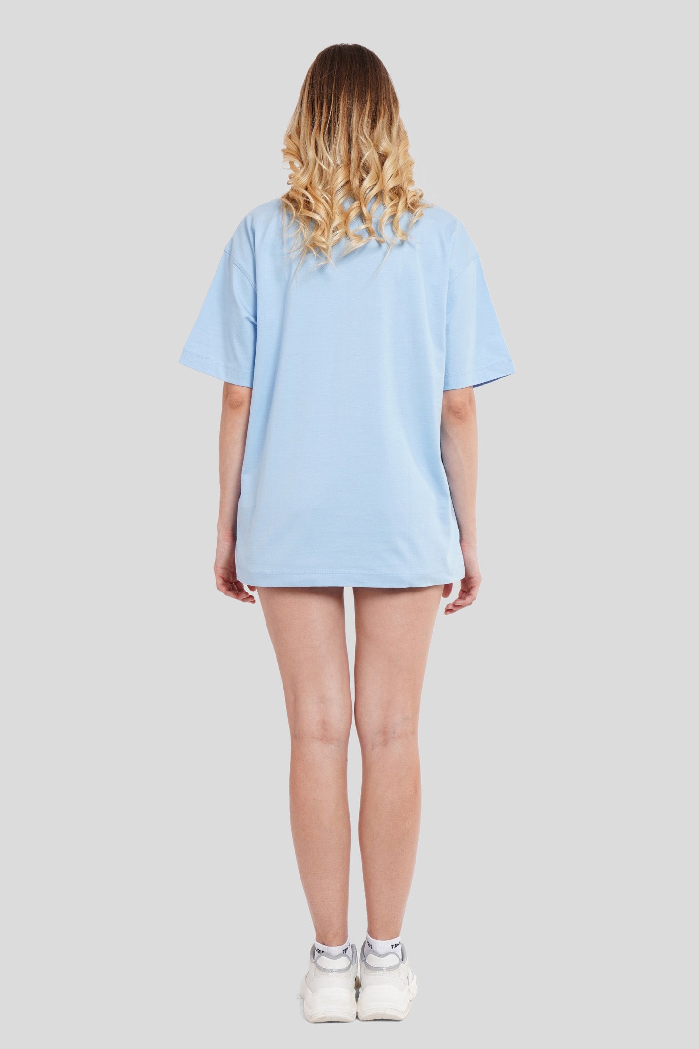 Back Down To Earth Powder Blue Oversized Fit T-Shirt Women Pic 4