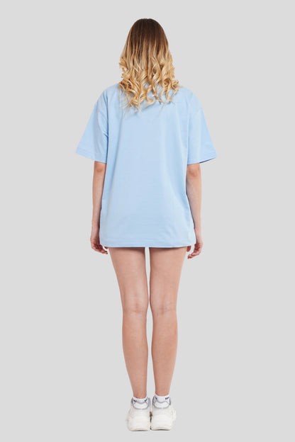 Back Down To Earth Powder Blue Oversized Fit T-Shirt Women Pic 4