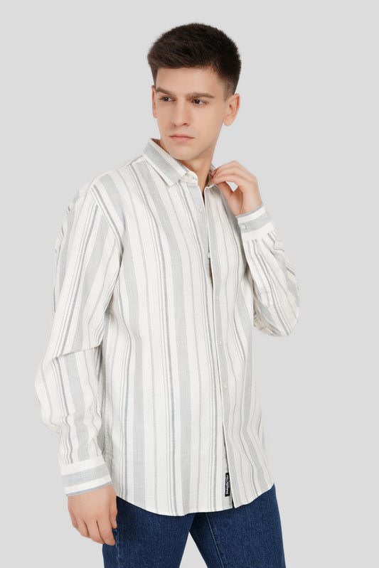 Stripe Blue Full Sleeves Shirts For Men Regular Fit Pic 1
