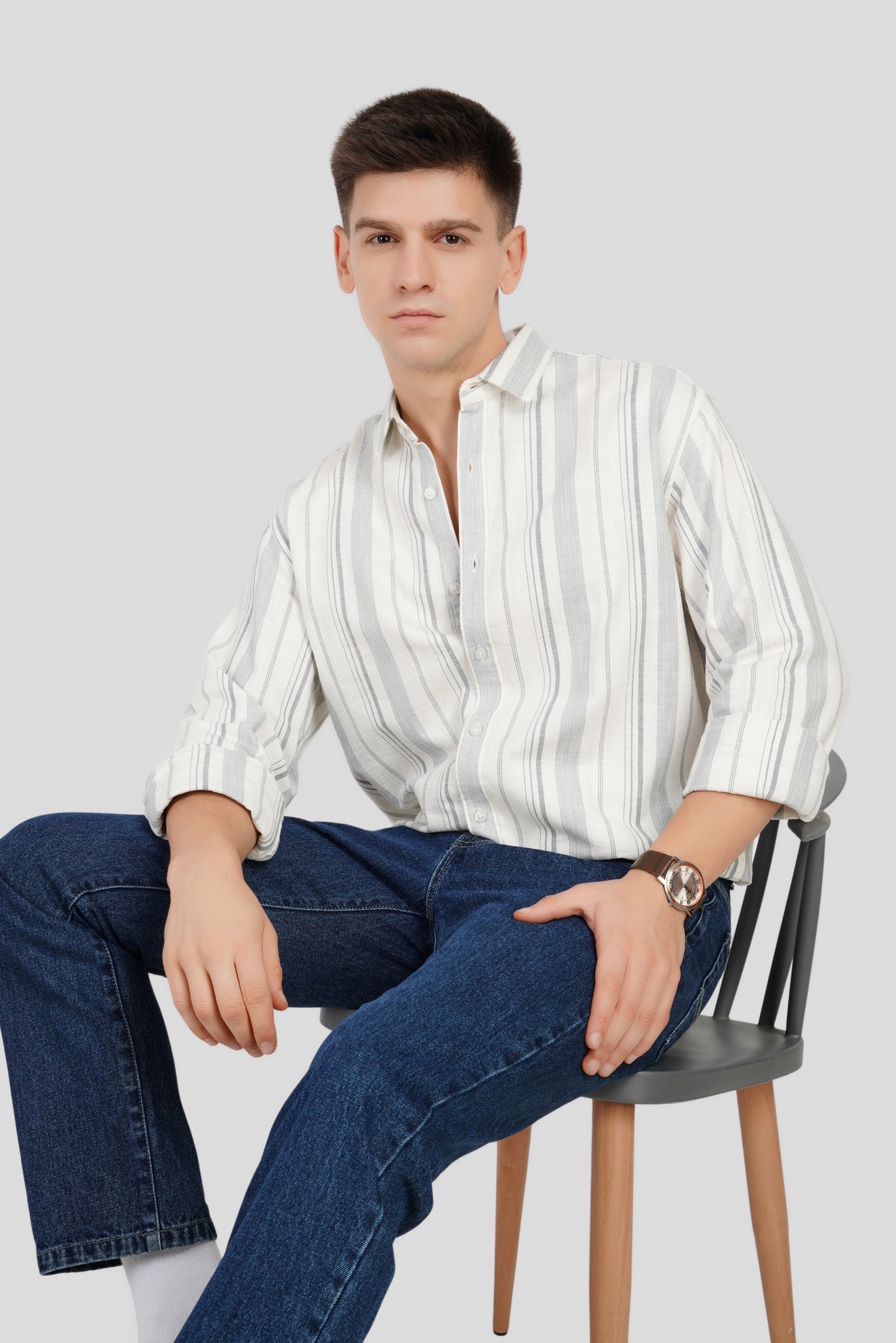 Light Grey Striped Shirt